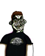 2soyjaks arm brown_hair clothes deformed disney ear glasses green_eyes grin hair hand open_mouth pixar pun sid_phillips skull smirk toy_story tshirt variant:sidson yellow_teeth // 3312x4100 // 4.9MB