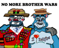 2soyjaks alternate andrew_dobson animal architect balloon bear blue blue_hair blue_skin clothes clown ear eat friendship full_body glasses hand hat heart i_love inflation_fetish no_more_brother_ // 633x512 // 258KB