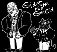 animal animal_ears bald beard black_background claw clothes collar dog ear full_body furry glasses nails necktie open_mouth paw sharp_teeth shoe soyjak stubble suit tail teeth text variant:sidson // 1053x947 // 254KB